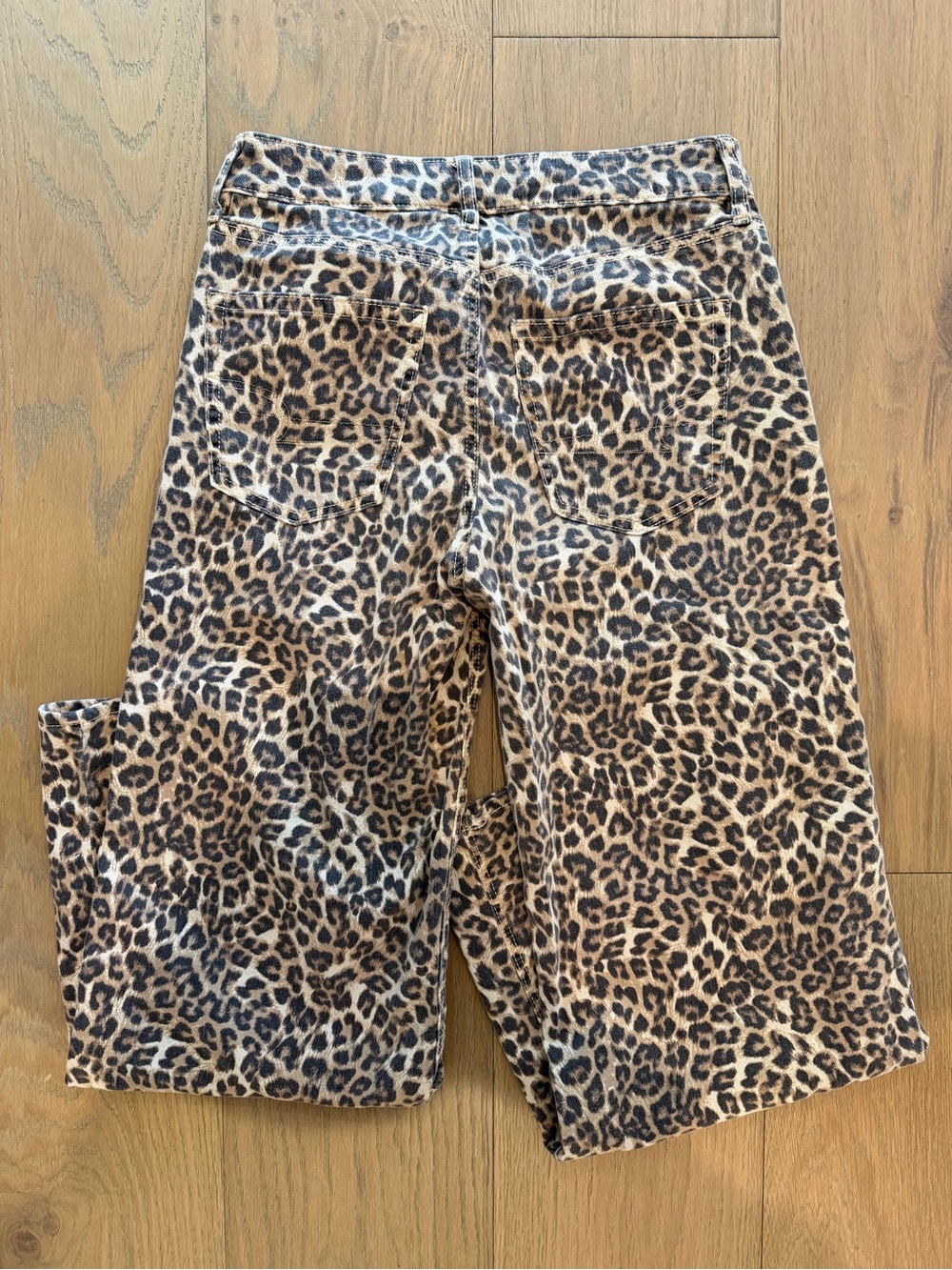 American Eagle Outfitters Leopard Print Wide Leg Jeans - Brown Black - Picture 4 of 4